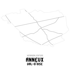 ANNEUX Val-d'Oise. Minimalistic street map with black and white lines.