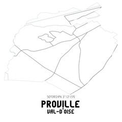 PROVILLE Val-d'Oise. Minimalistic street map with black and white lines.