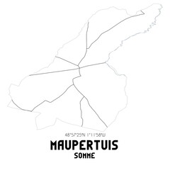MAUPERTUIS Somme. Minimalistic street map with black and white lines.
