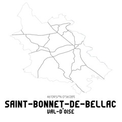 SAINT-BONNET-DE-BELLAC Val-d'Oise. Minimalistic street map with black and white lines.