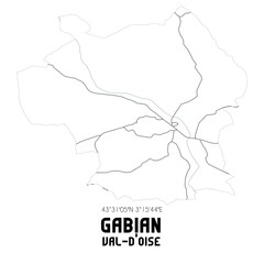GABIAN Val-d'Oise. Minimalistic street map with black and white lines.