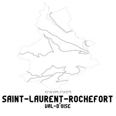 SAINT-LAURENT-ROCHEFORT Val-d'Oise. Minimalistic street map with black and white lines.