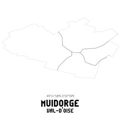 MUIDORGE Val-d'Oise. Minimalistic street map with black and white lines.