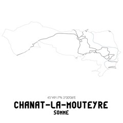 CHANAT-LA-MOUTEYRE Somme. Minimalistic street map with black and white lines.