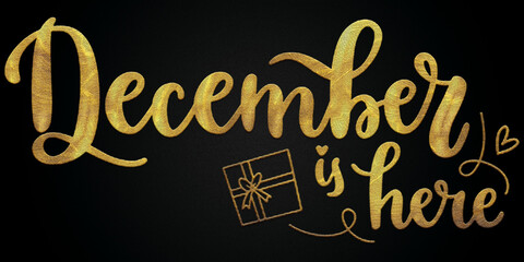 December is here golden calligraphy design banner