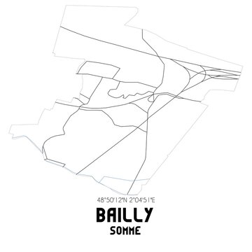 BAILLY Somme. Minimalistic street map with black and white lines.