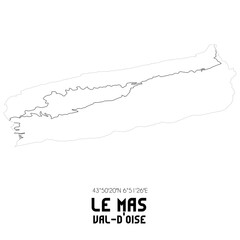 LE MAS Val-d'Oise. Minimalistic street map with black and white lines.