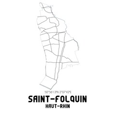 SAINT-FOLQUIN Haut-Rhin. Minimalistic street map with black and white lines.