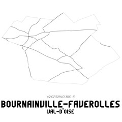 BOURNAINVILLE-FAVEROLLES Val-d'Oise. Minimalistic street map with black and white lines.