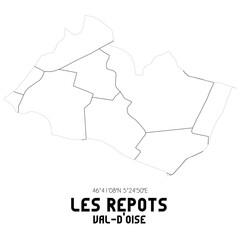 LES REPOTS Val-d'Oise. Minimalistic street map with black and white lines.