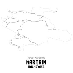 MARTRIN Val-d'Oise. Minimalistic street map with black and white lines.