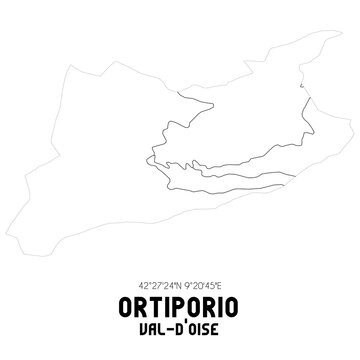 ORTIPORIO Val-d'Oise. Minimalistic street map with black and white lines.