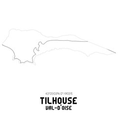 TILHOUSE Val-d'Oise. Minimalistic street map with black and white lines.