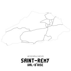 SAINT-REMY Val-d'Oise. Minimalistic street map with black and white lines.