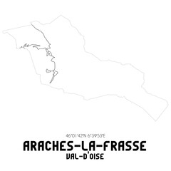 ARACHES-LA-FRASSE Val-d'Oise. Minimalistic street map with black and white lines.