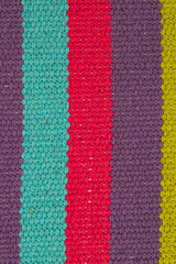 cotton mat made of dyed threads, fabric texture, macrophoto