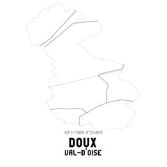 DOUX Val-d'Oise. Minimalistic street map with black and white lines.
