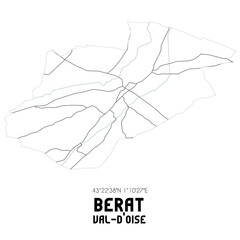 BERAT Val-d'Oise. Minimalistic street map with black and white lines.
