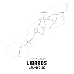 LIBAROS Val-d'Oise. Minimalistic street map with black and white lines.