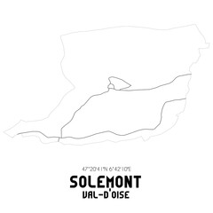 SOLEMONT Val-d'Oise. Minimalistic street map with black and white lines.