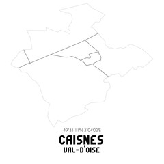 CAISNES Val-d'Oise. Minimalistic street map with black and white lines.