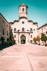 Obraz premium Interior court at the Medieval monastery Santes Creus, Tarragona, Catalunya, Spain