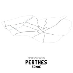 PERTHES Somme. Minimalistic street map with black and white lines.