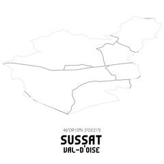 SUSSAT Val-d'Oise. Minimalistic street map with black and white lines.