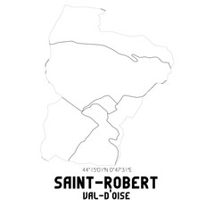 SAINT-ROBERT Val-d'Oise. Minimalistic street map with black and white lines.