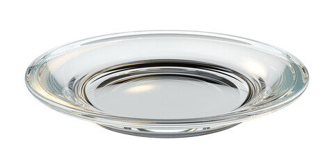Isolated Transparent Plate in Glass Material, Crockery on White Background, Realistic Shot of 3D Illustration.