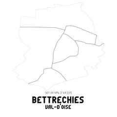 BETTRECHIES Val-d'Oise. Minimalistic street map with black and white lines.