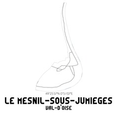 LE MESNIL-SOUS-JUMIEGES Val-d'Oise. Minimalistic street map with black and white lines.