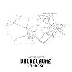 VALDELAUME Val-d'Oise. Minimalistic street map with black and white lines.