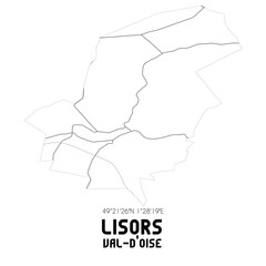 LISORS Val-d'Oise. Minimalistic street map with black and white lines.