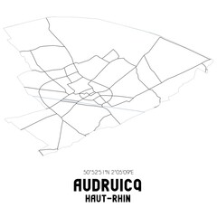 AUDRUICQ Haut-Rhin. Minimalistic street map with black and white lines.