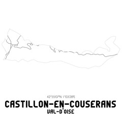 CASTILLON-EN-COUSERANS Val-d'Oise. Minimalistic street map with black and white lines.