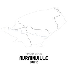 AVRAINVILLE Somme. Minimalistic street map with black and white lines.