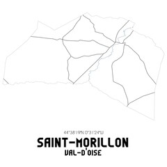 SAINT-MORILLON Val-d'Oise. Minimalistic street map with black and white lines.