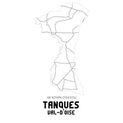TANQUES Val-d'Oise. Minimalistic street map with black and white lines.