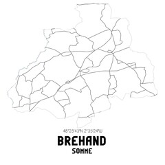 BREHAND Somme. Minimalistic street map with black and white lines.