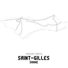 SAINT-GILLES Somme. Minimalistic street map with black and white lines.