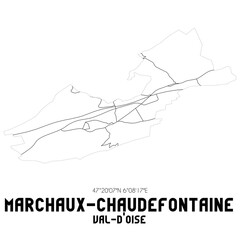 MARCHAUX-CHAUDEFONTAINE Val-d'Oise. Minimalistic street map with black and white lines.