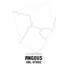 ANGOUS Val-d'Oise. Minimalistic street map with black and white lines.