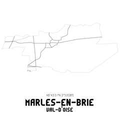 MARLES-EN-BRIE Val-d'Oise. Minimalistic street map with black and white lines.