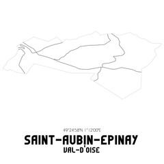 SAINT-AUBIN-EPINAY Val-d'Oise. Minimalistic street map with black and white lines.