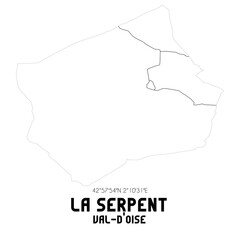LA SERPENT Val-d'Oise. Minimalistic street map with black and white lines.