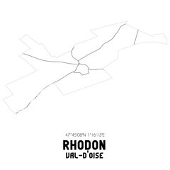 RHODON Val-d'Oise. Minimalistic street map with black and white lines.