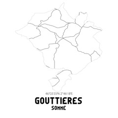 GOUTTIERES Somme. Minimalistic street map with black and white lines.