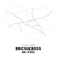 BRICQUEBOSQ Val-d'Oise. Minimalistic street map with black and white lines.