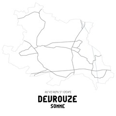 DEVROUZE Somme. Minimalistic street map with black and white lines.